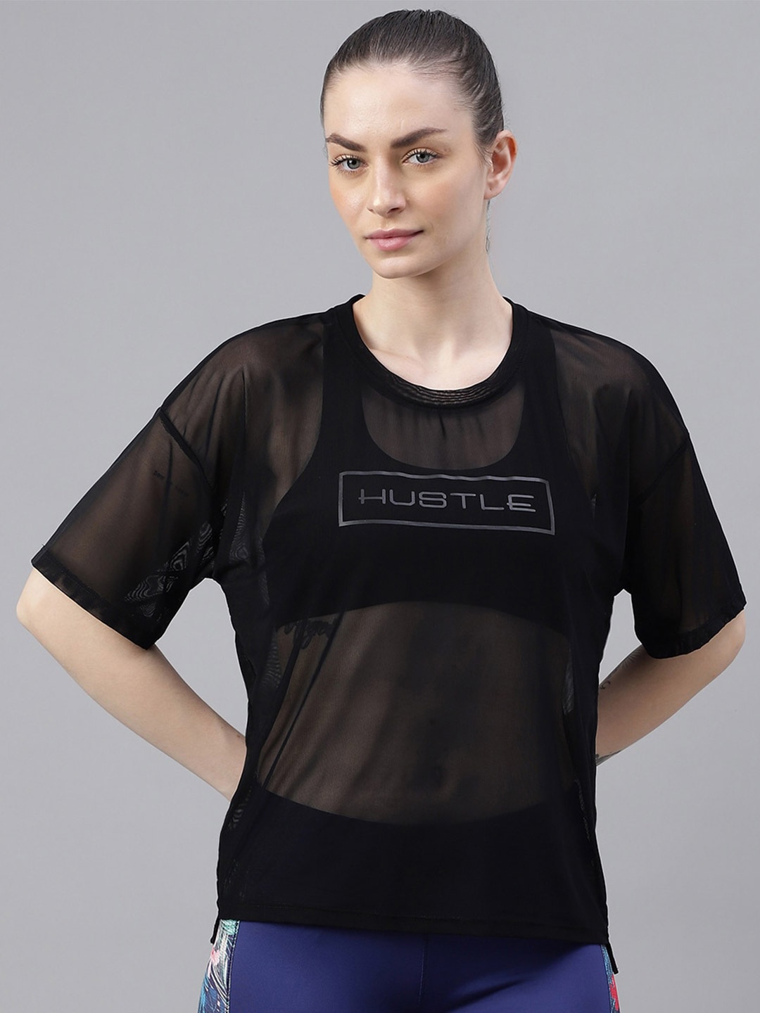 MKH Typography Printed Relaxed Fit Dri-FIT Sports T-shirt, Black