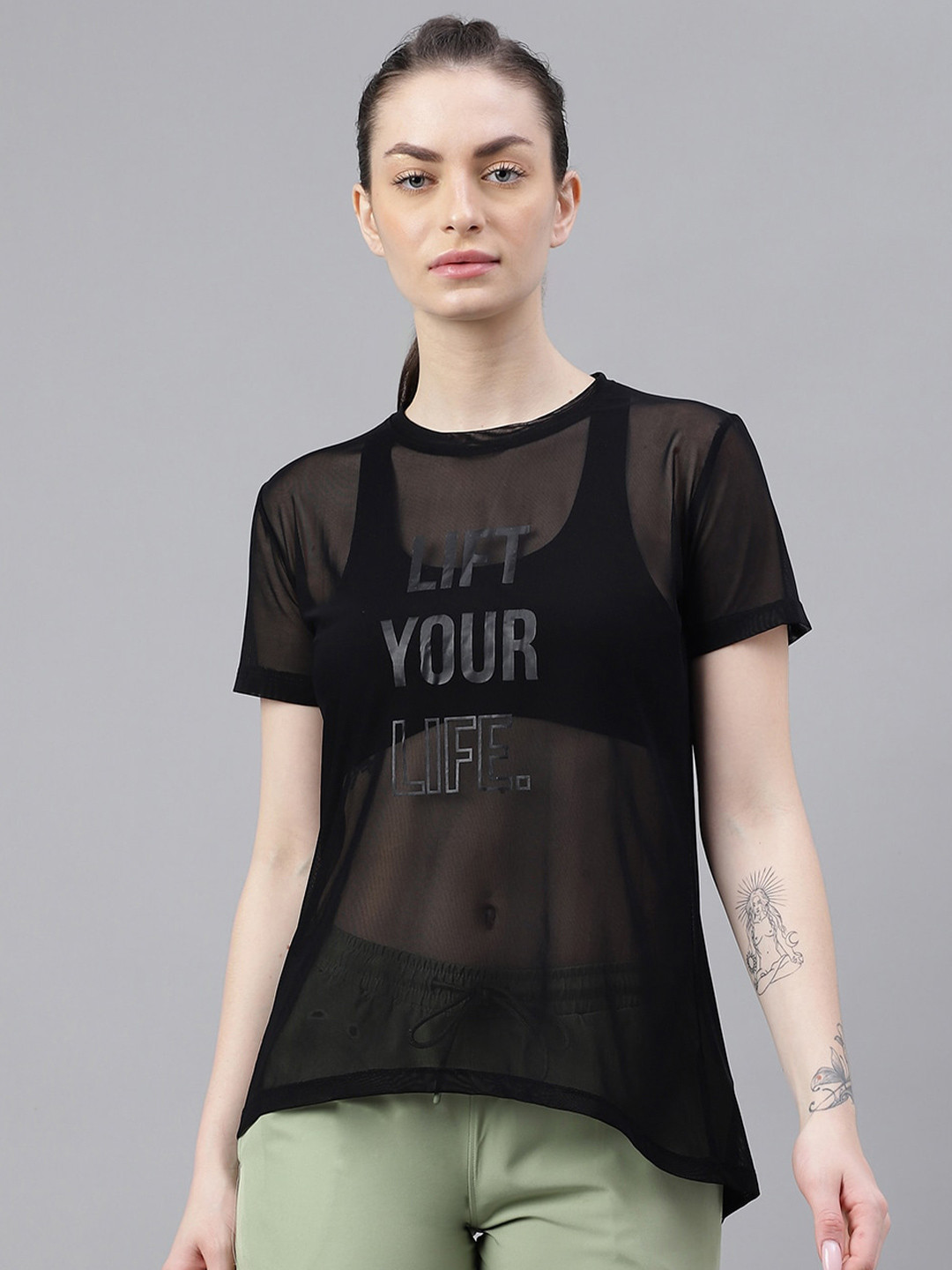 

MKH Typography Printed Round Neck Dri-FIT Sports T-shirt, Black