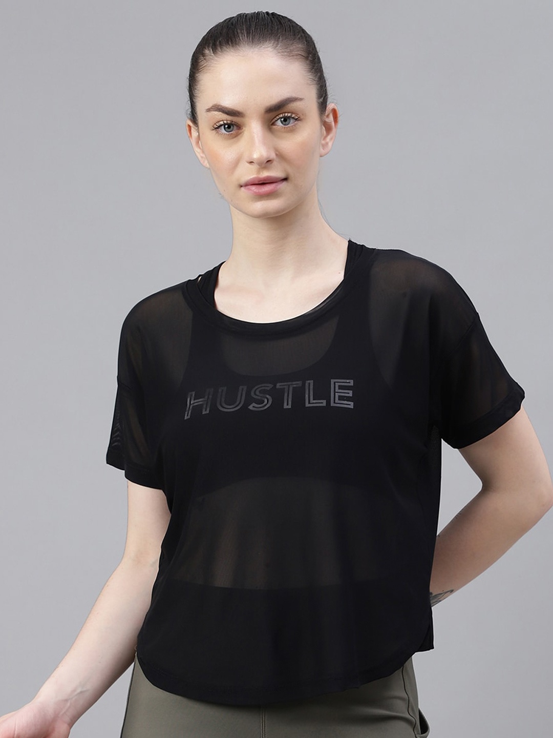 

MKH Typography Printed Relaxed Fit Dri-FIT Sports T-shirt, Black