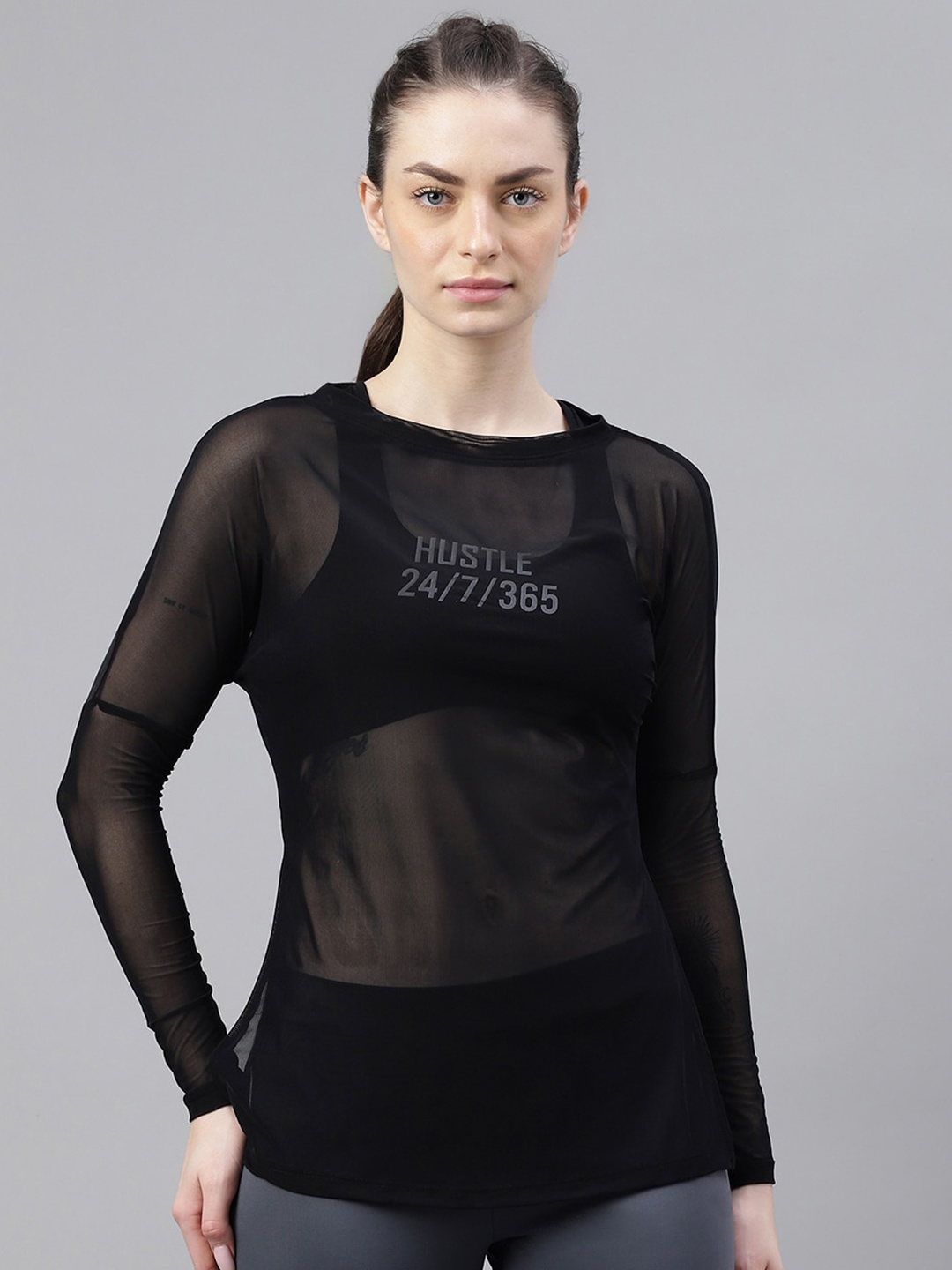 

MKH Typography Printed Relaxed Fit Dri-FIT Sports T-shirt, Black