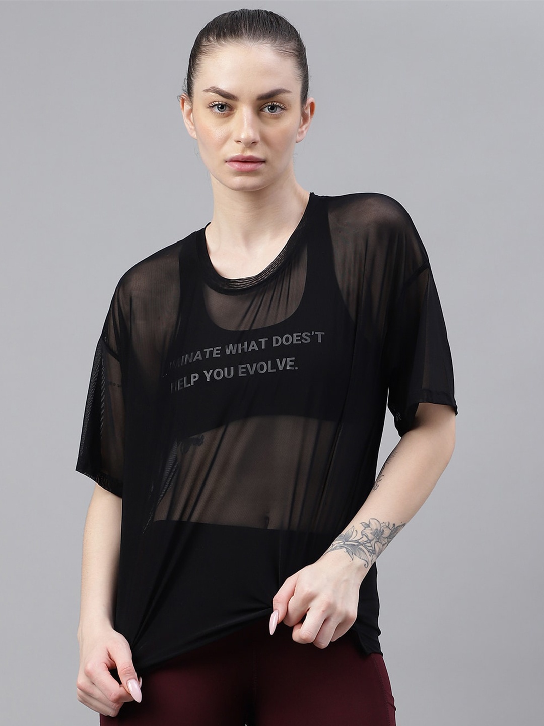MKH Typography Printed Dri FIT Relaxed Fit Sports T-shirt, Black