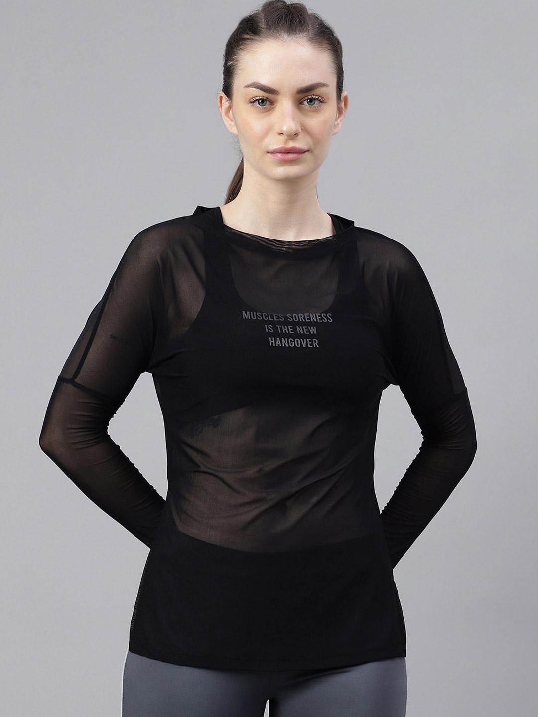 

MKH Typography Printed Long Sleeves Relaxed Fit Dri-FIT Sports T-shirt, Black