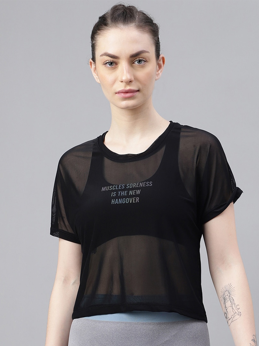 MKH Typography Printed Relaxed Fit Dri-FIT Sports T-shirt, Black
