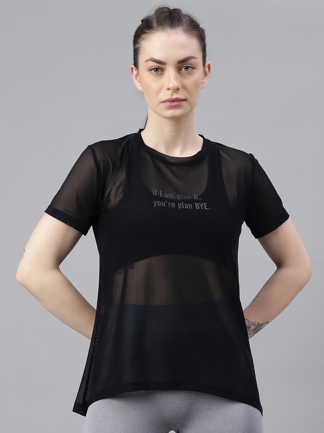 

MKH Typography Printed Round Neck Dri-FIT T-shirt, Black