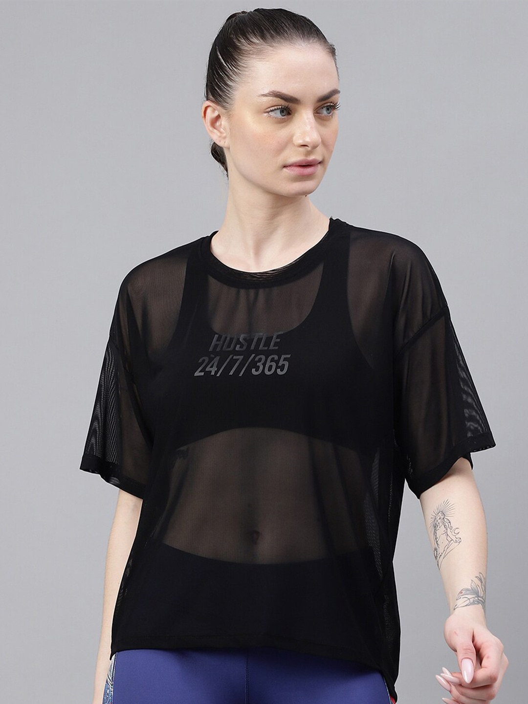 

MKH Typography Printed Dri-FIT Sports T-shirt, Black