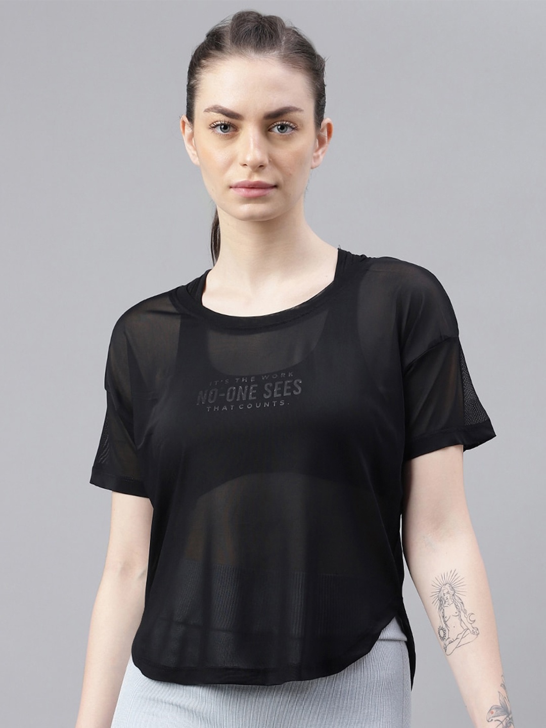 

MKH Typography Printed Dri-FIT Sports T-shirt, Black