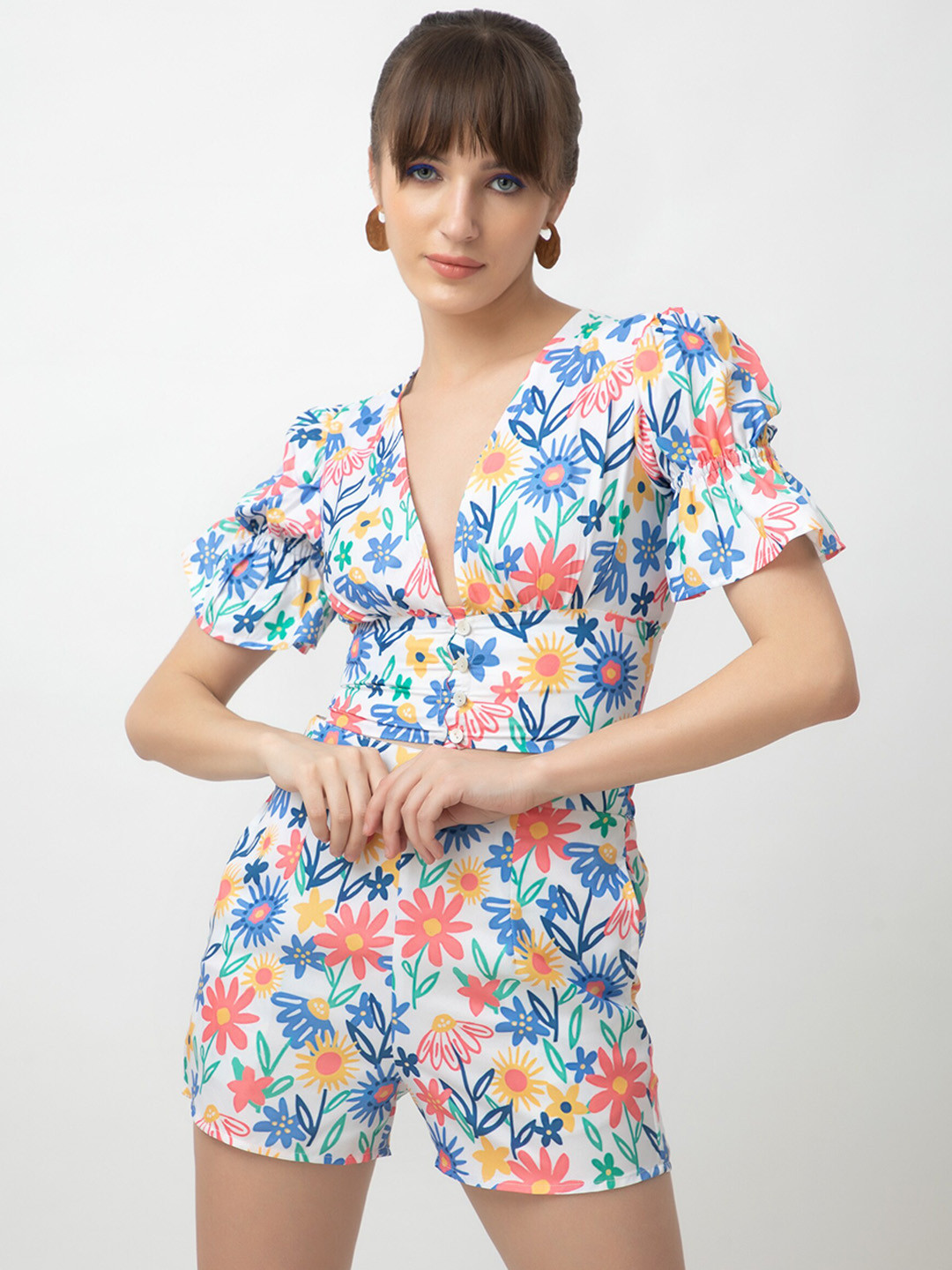 

Dee Monash Printed Top With Shorts, White