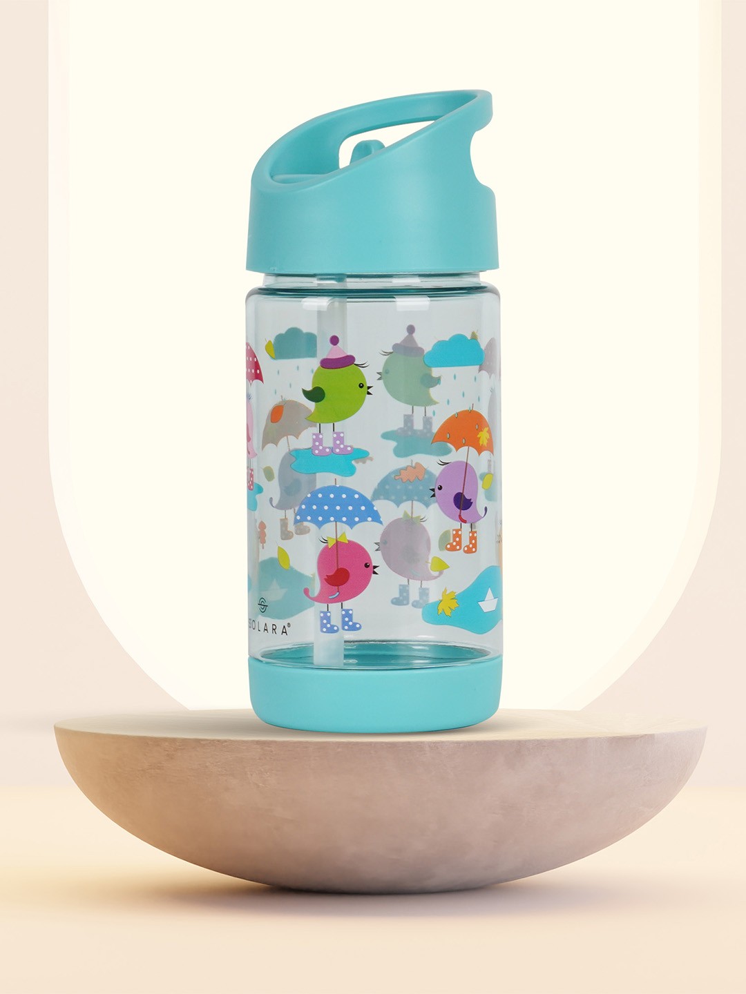 

Solara Kids Pattern Water Bottle, Birds- 400 ML, Blue