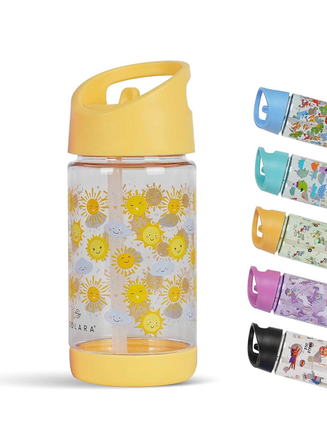 

Solara Kids Pattern Water Bottle, Sunny - 400 ML, White