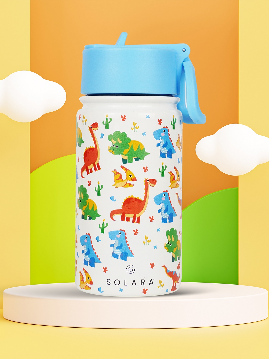 

Solara Stainless Steel Vacuum Insulated Water Bottle, Dino- 450ML, Blue