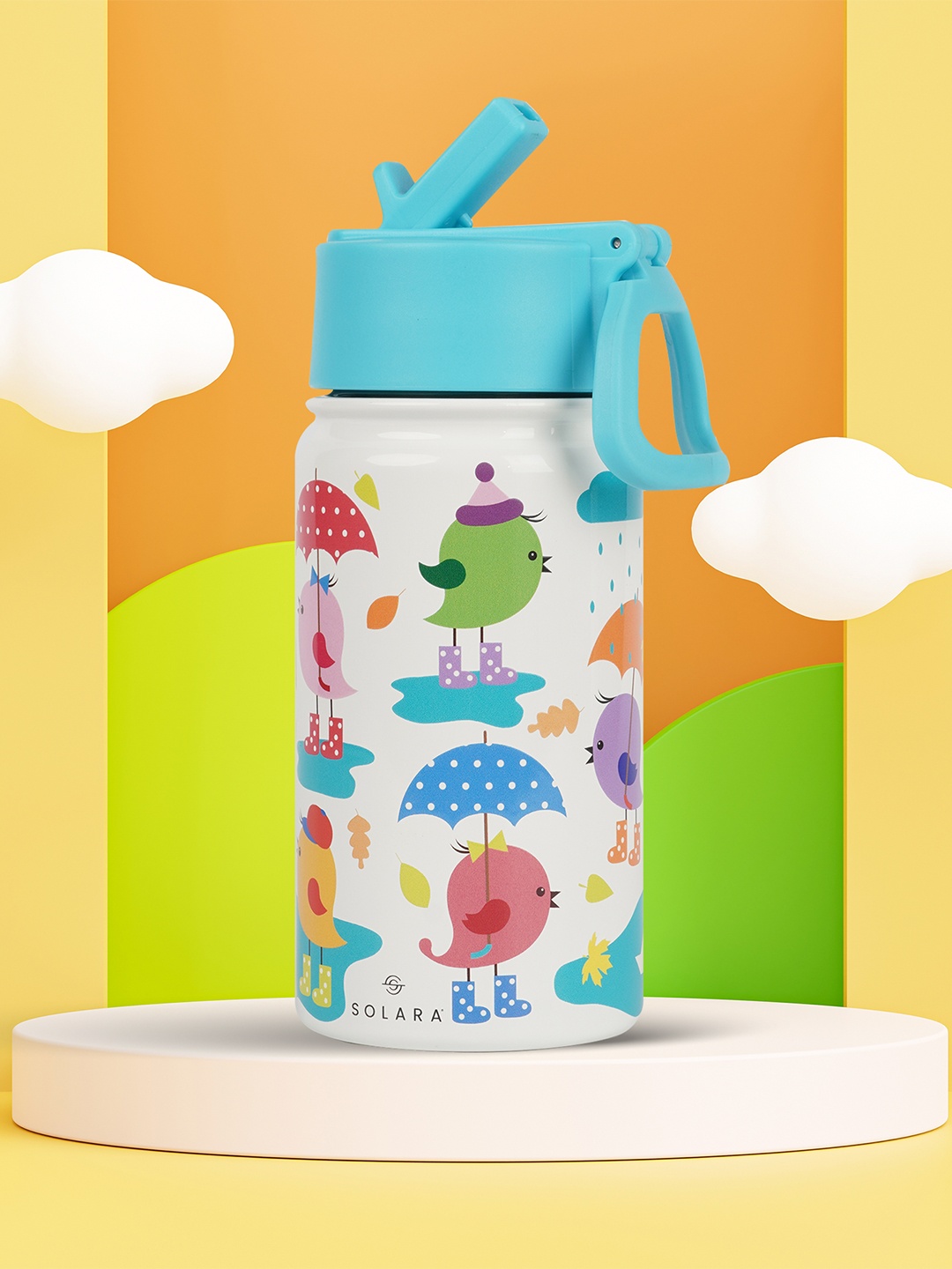 

Solara Stainless Steel Vacuum Insulated Water Bottle, Birds - 450 ML, Blue