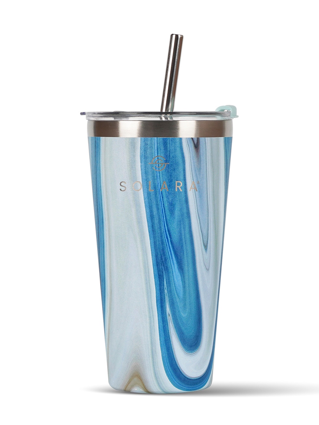 

Solara Stainless Steel Insulated Tumbler, Blue Marble- 475 ML