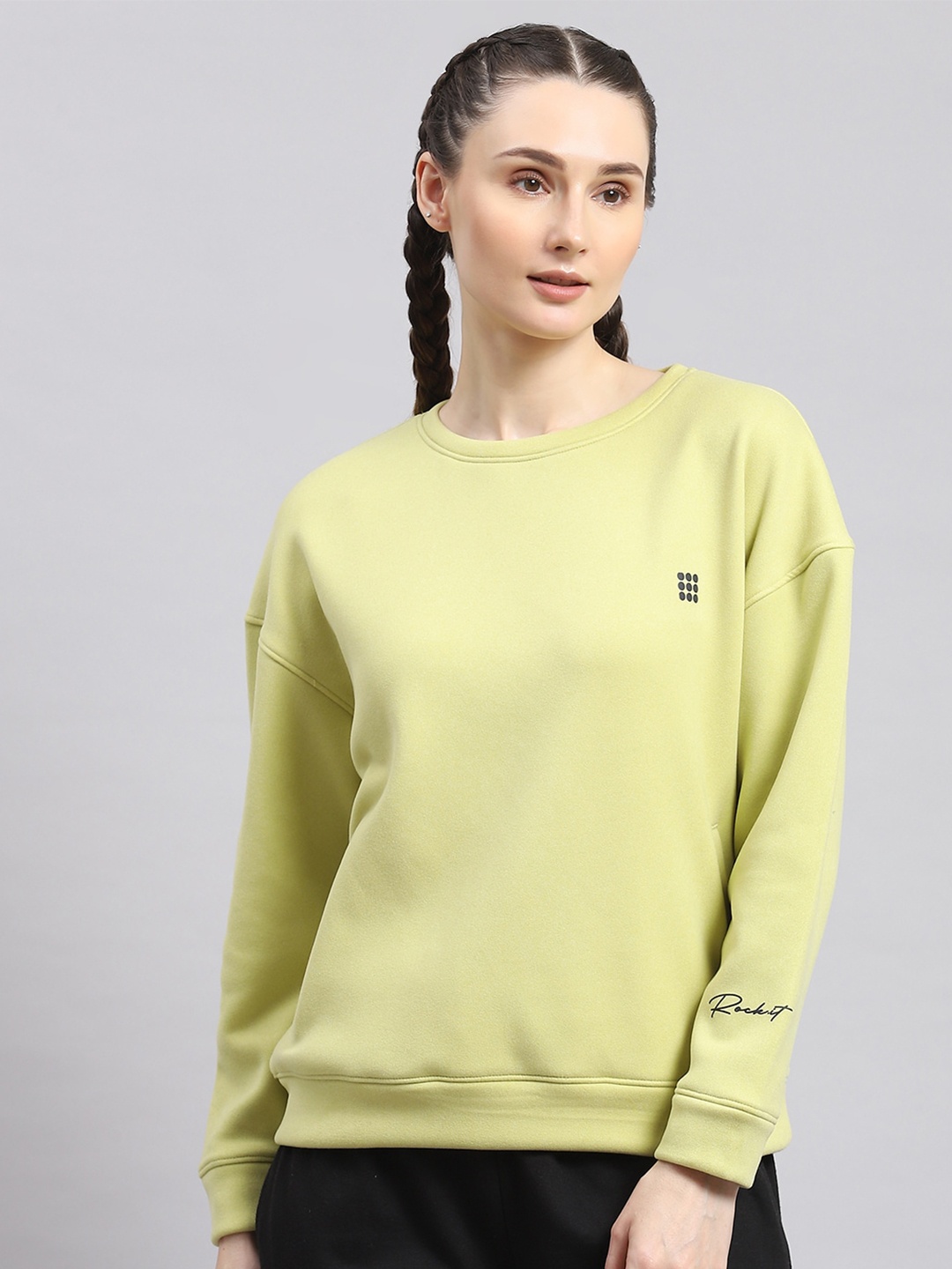 

rock.it Round Neck Long Sleeves Pullover Sweatshirt, Lime green