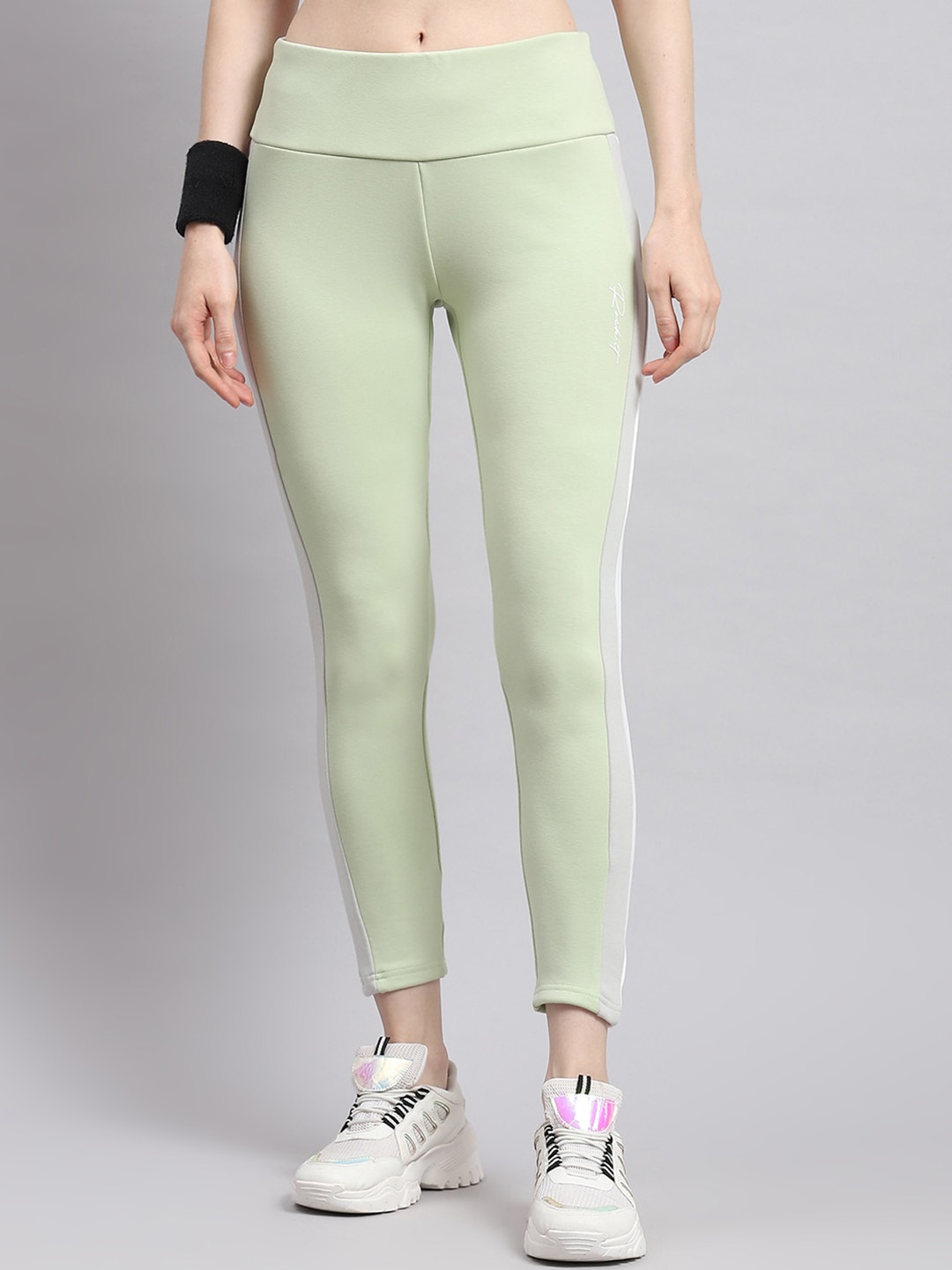 

rock.it Mid Rise Striped Detail Training Tights, Sea green