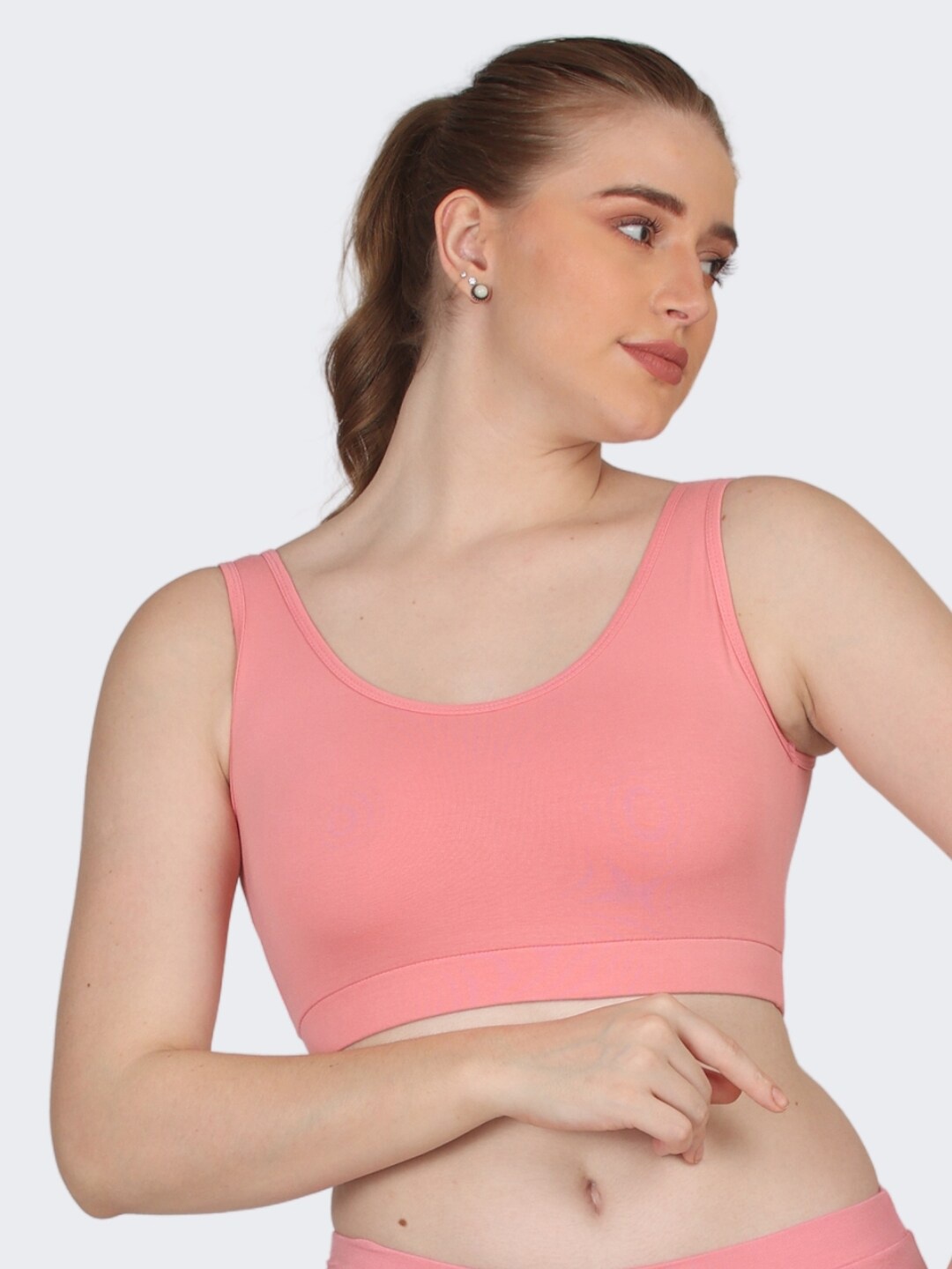 

POOJA RAGENEE Full Coverage Non Padded Cotton Workout Bra With All Day Comfort, Peach