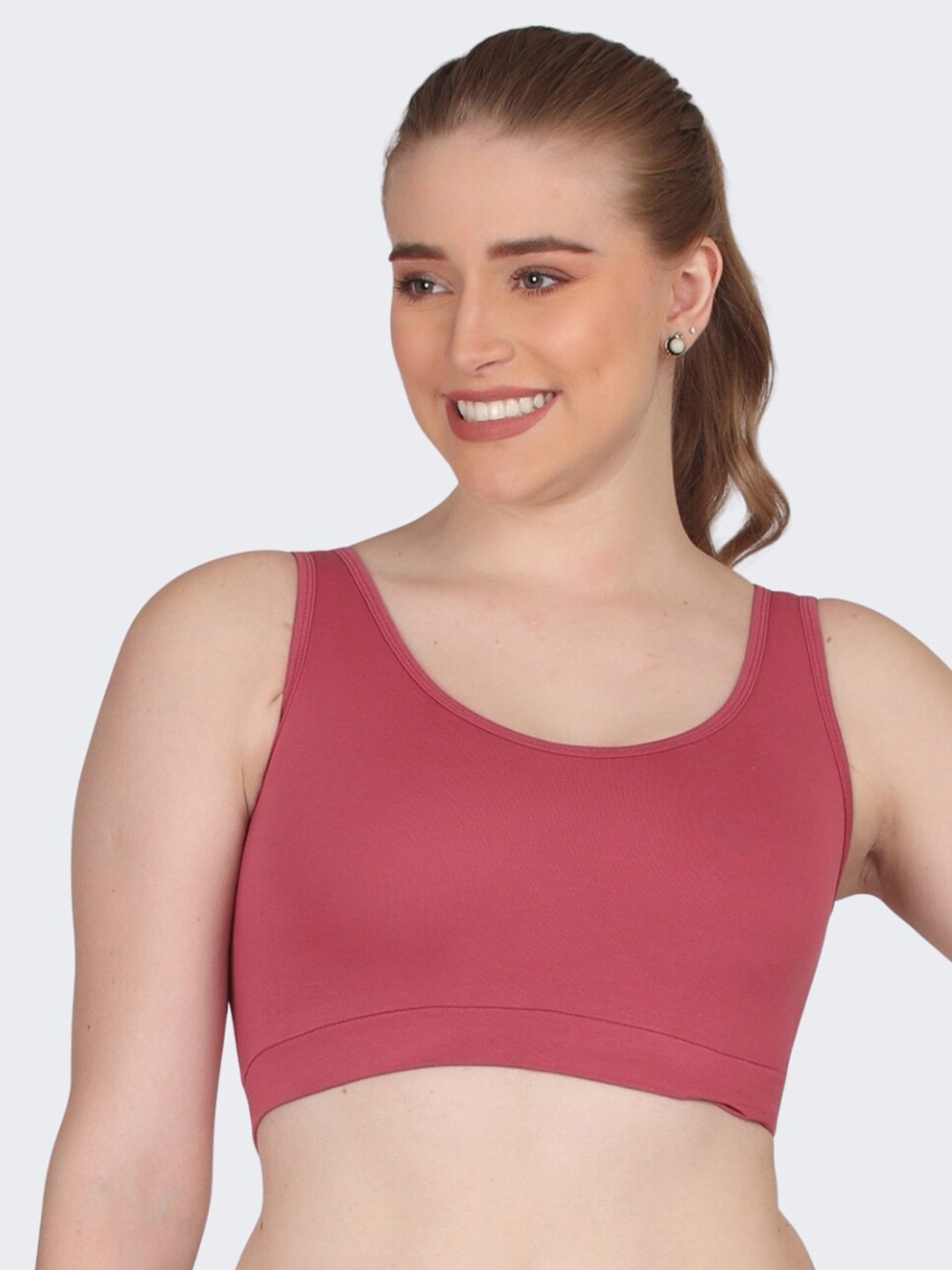 

POOJA RAGENEE Full Coverage Comfortable Cotton Workout Bra With All Day Comfort, Pink