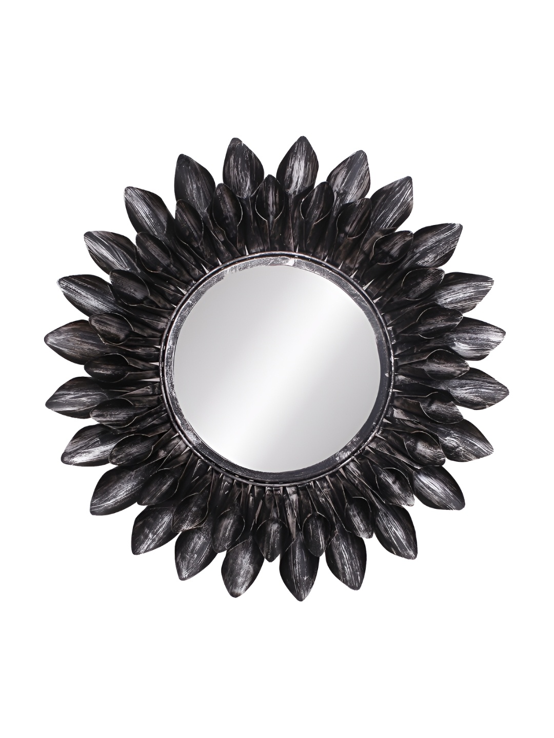 

Heritage India Black Floral Design Round Wall Hanging Mirror