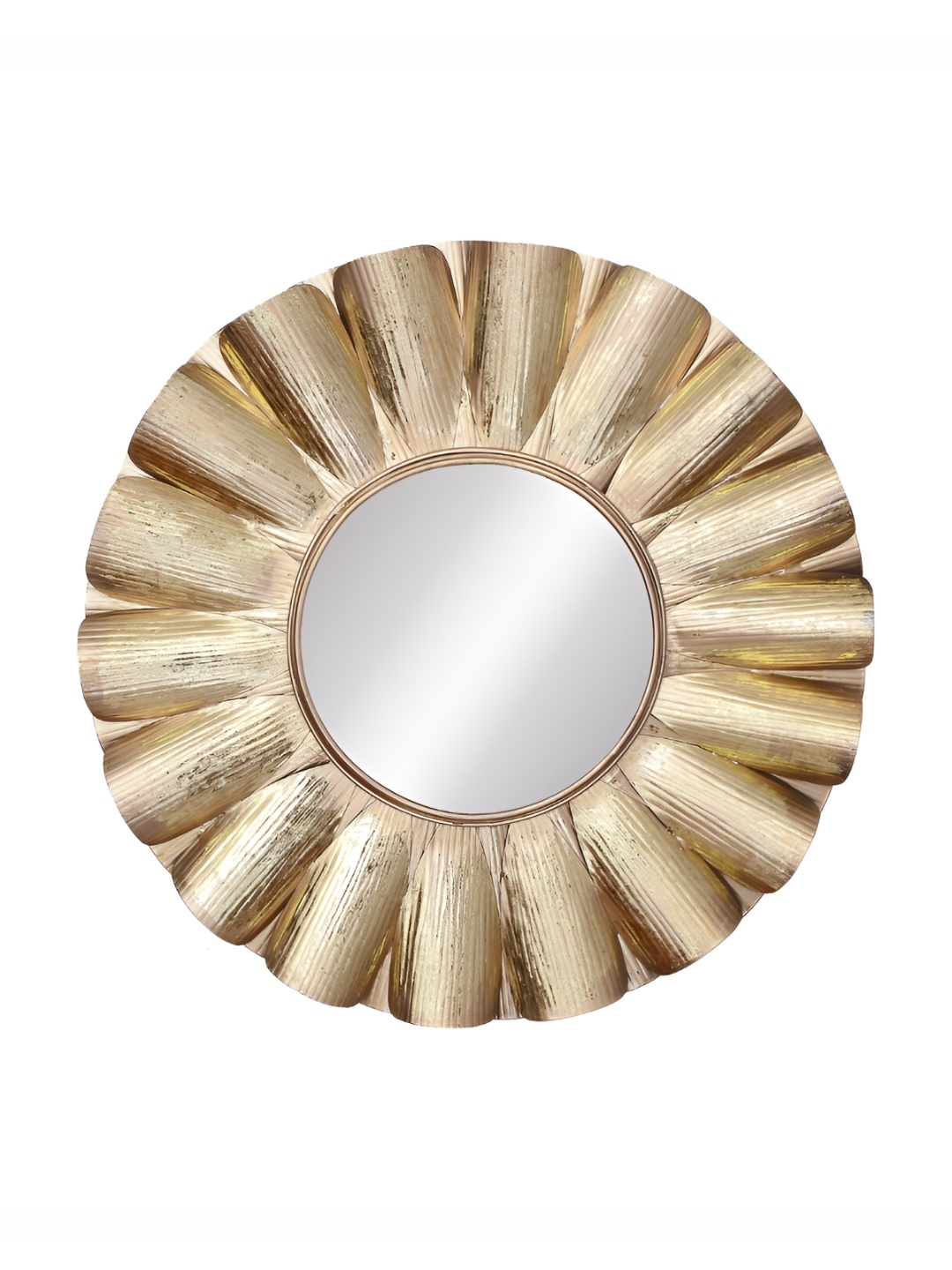 

Heritage India Gold Toned Textured Metal Frame Wall Mirror