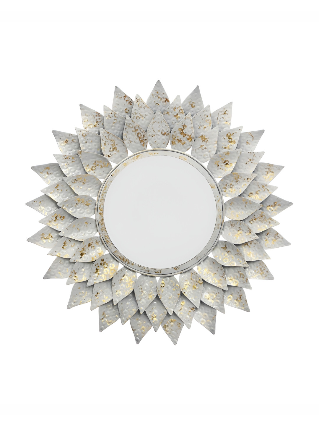 

Heritage India Silver Toned Textured Round Metal Frame Wall Mirror