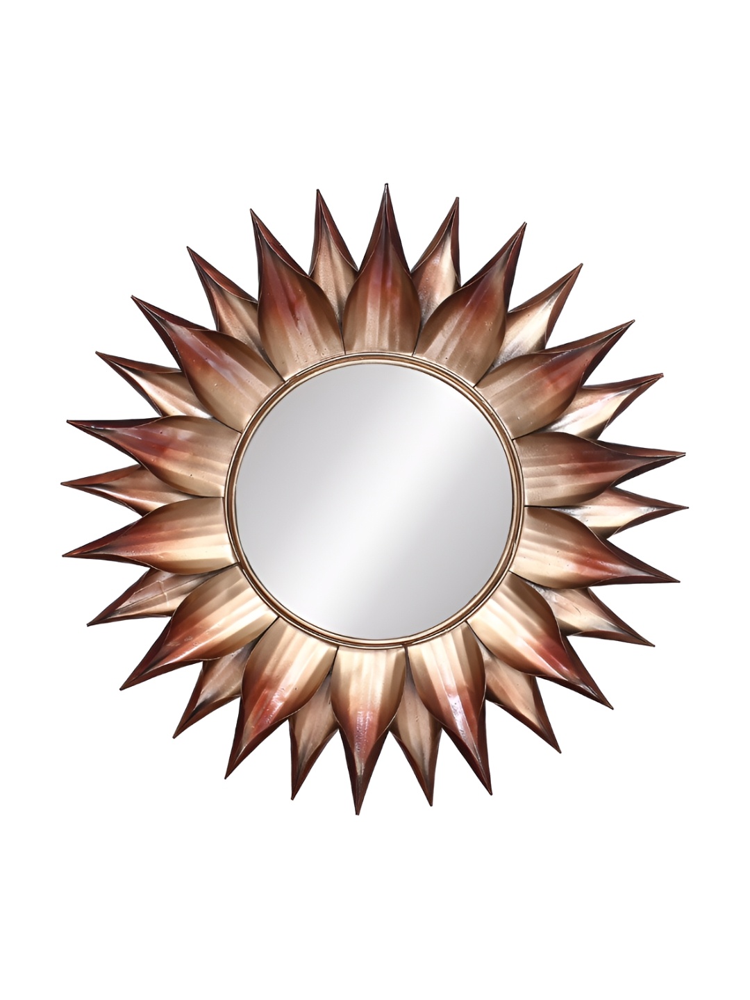 

Heritage India Copper Toned Textured Round Metal Frame Wall Mirror