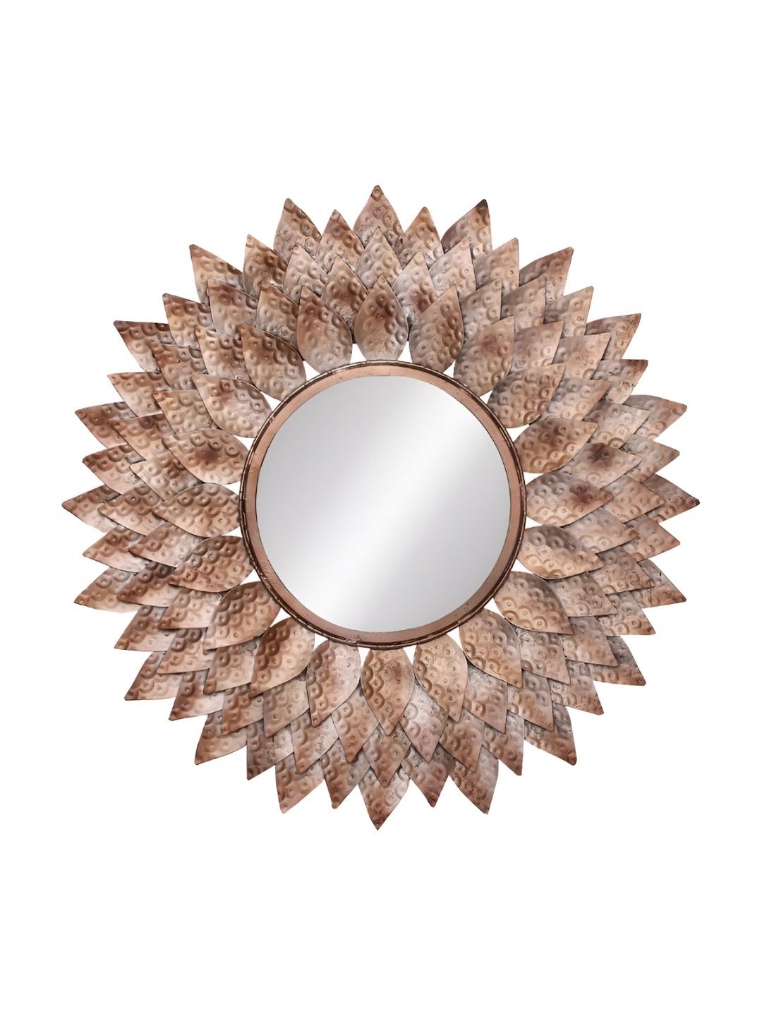 

Heritage India Brown Metallic Flower Shaped Wall Mirror