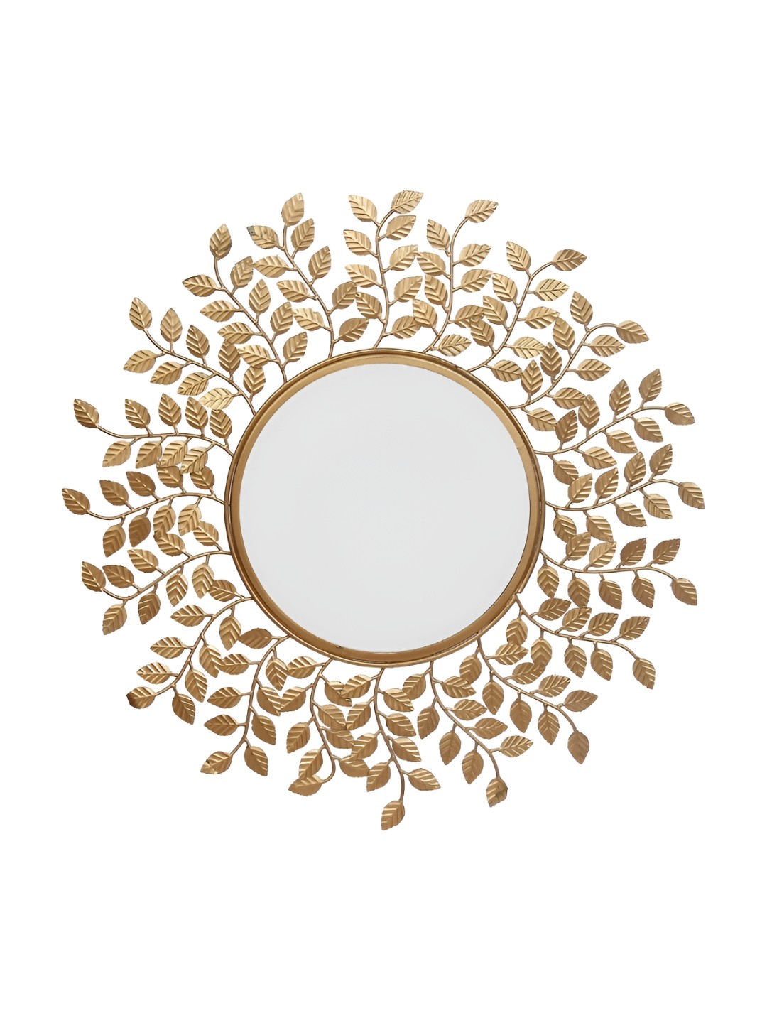 

Heritage India Gold Toned Textured Round Metal Frame Wall Mirror