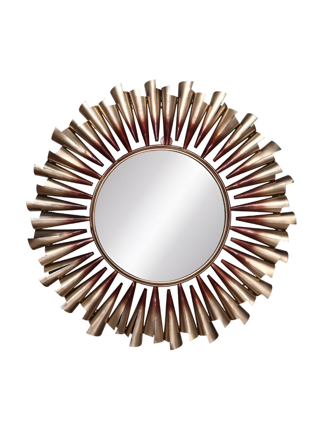

Heritage India Gold Toned Textured Round Metal Frame Wall Mirror