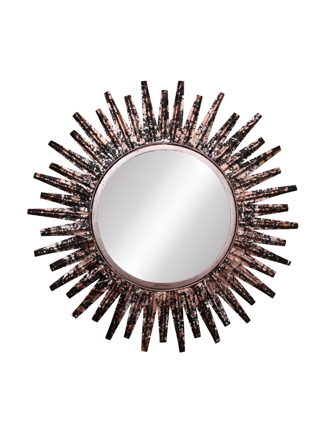 

Heritage India Black & Copper Toned Textured Round Metal Frame Wall Mirror