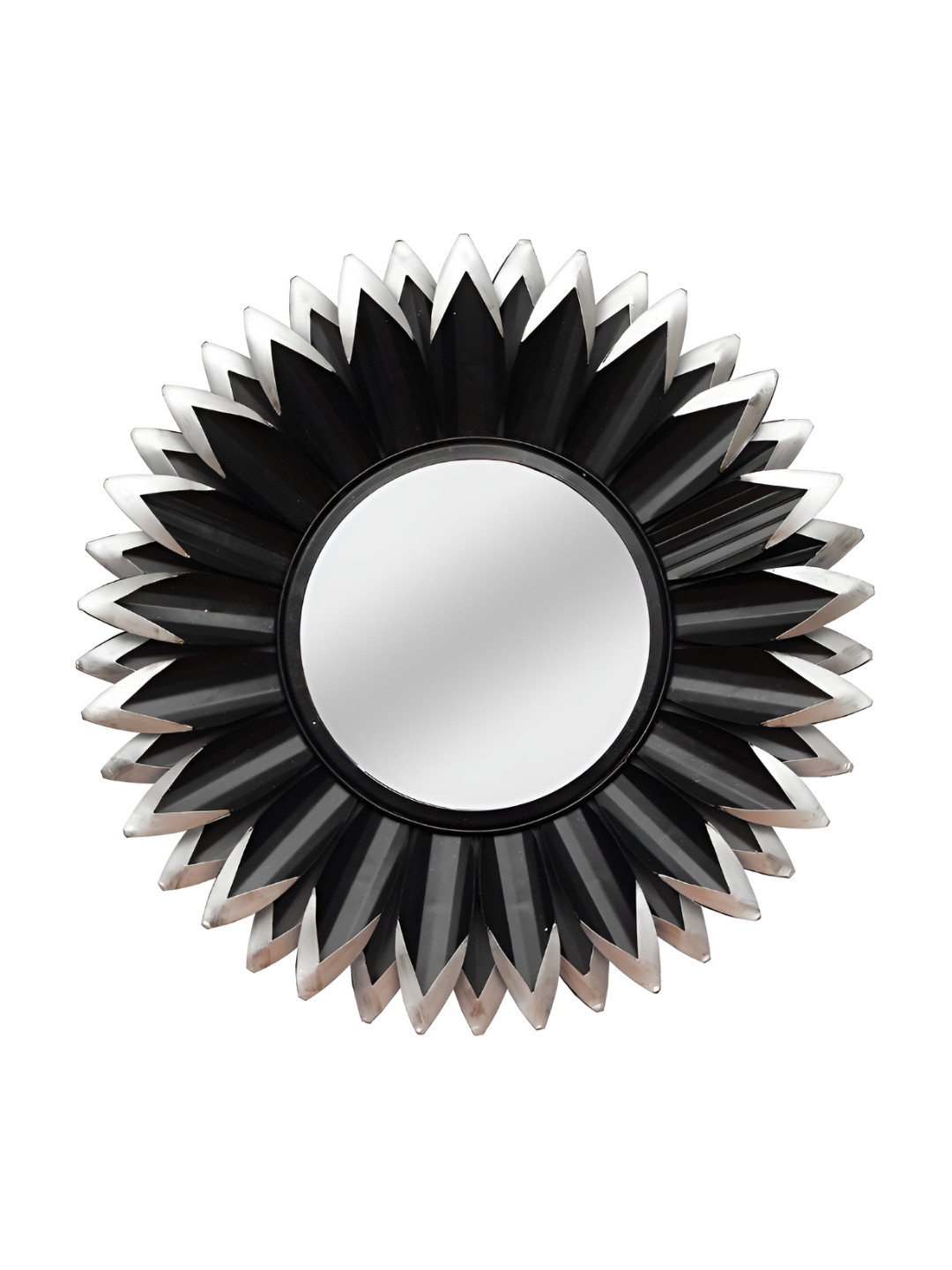 

Heritage India Black & Silver Toned Textured Round Metal Frame Wall Mirror