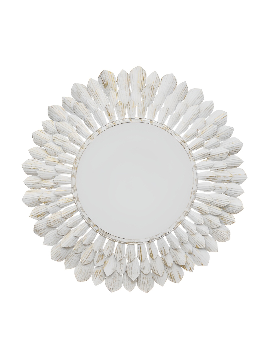 

Heritage India White Textured Round Metal Frame Wall Mirror
