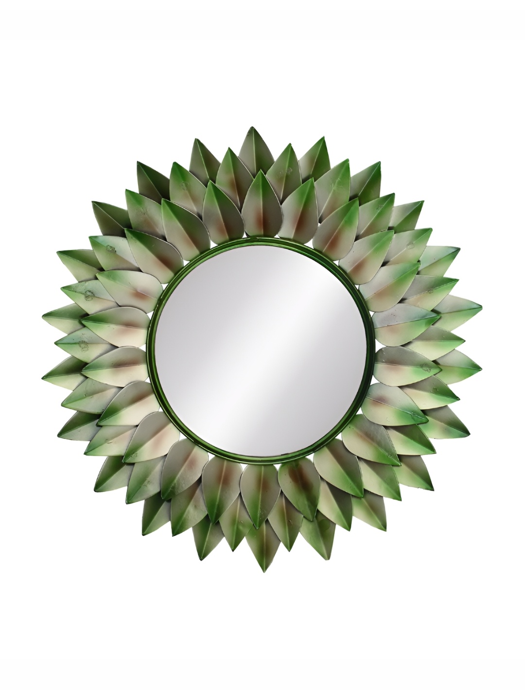 

Heritage India Green Textured Round Metal Frame Wall Mirror