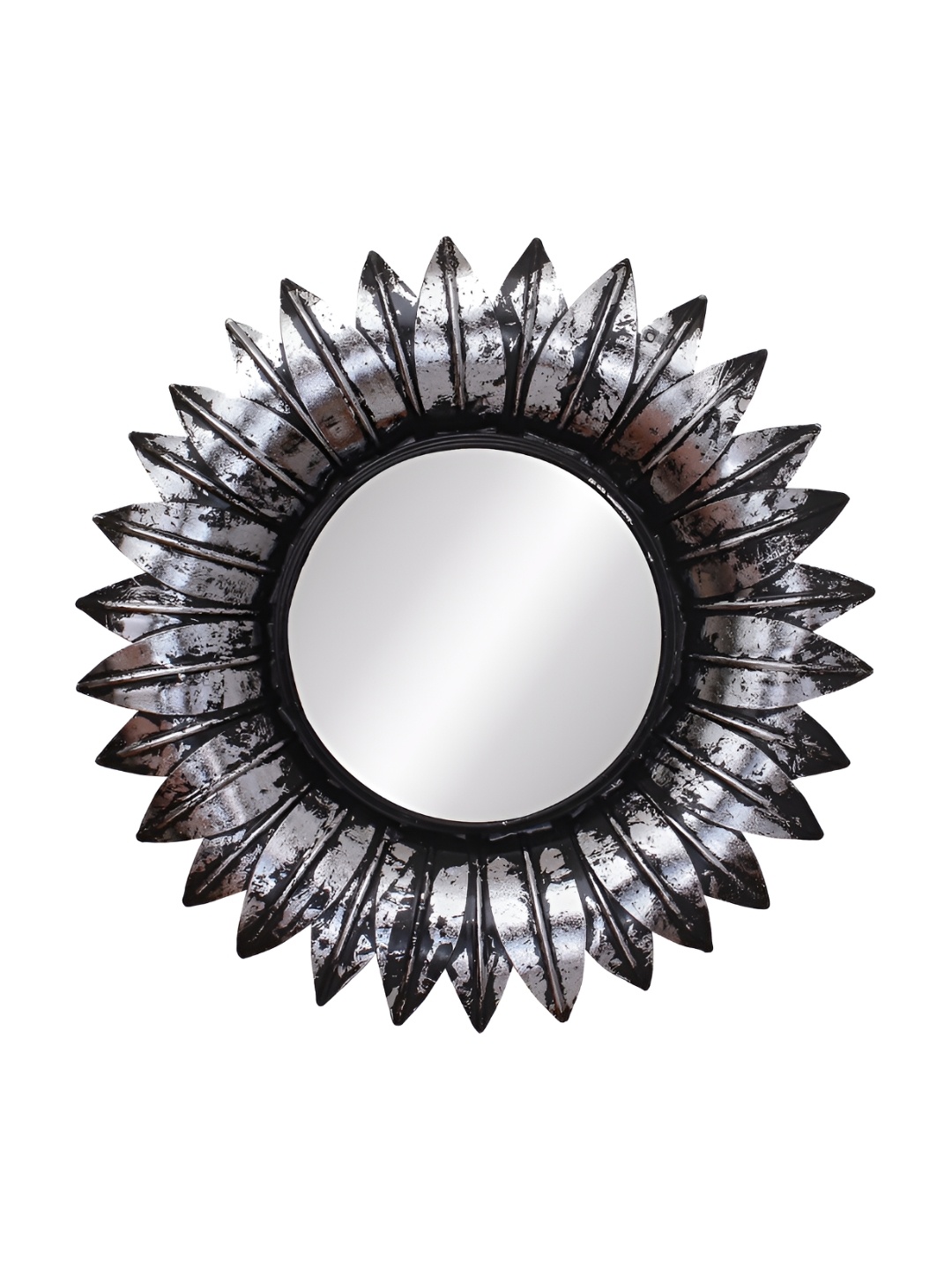 

Heritage India Black Textured Round Metal Frame Wall Mirror