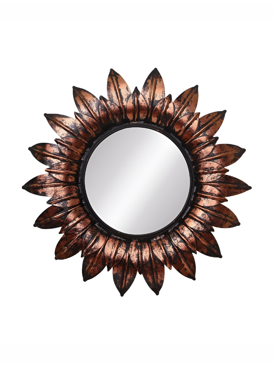 

Heritage India Copper-Toned Textured Round Metal Frame Wall Mirror