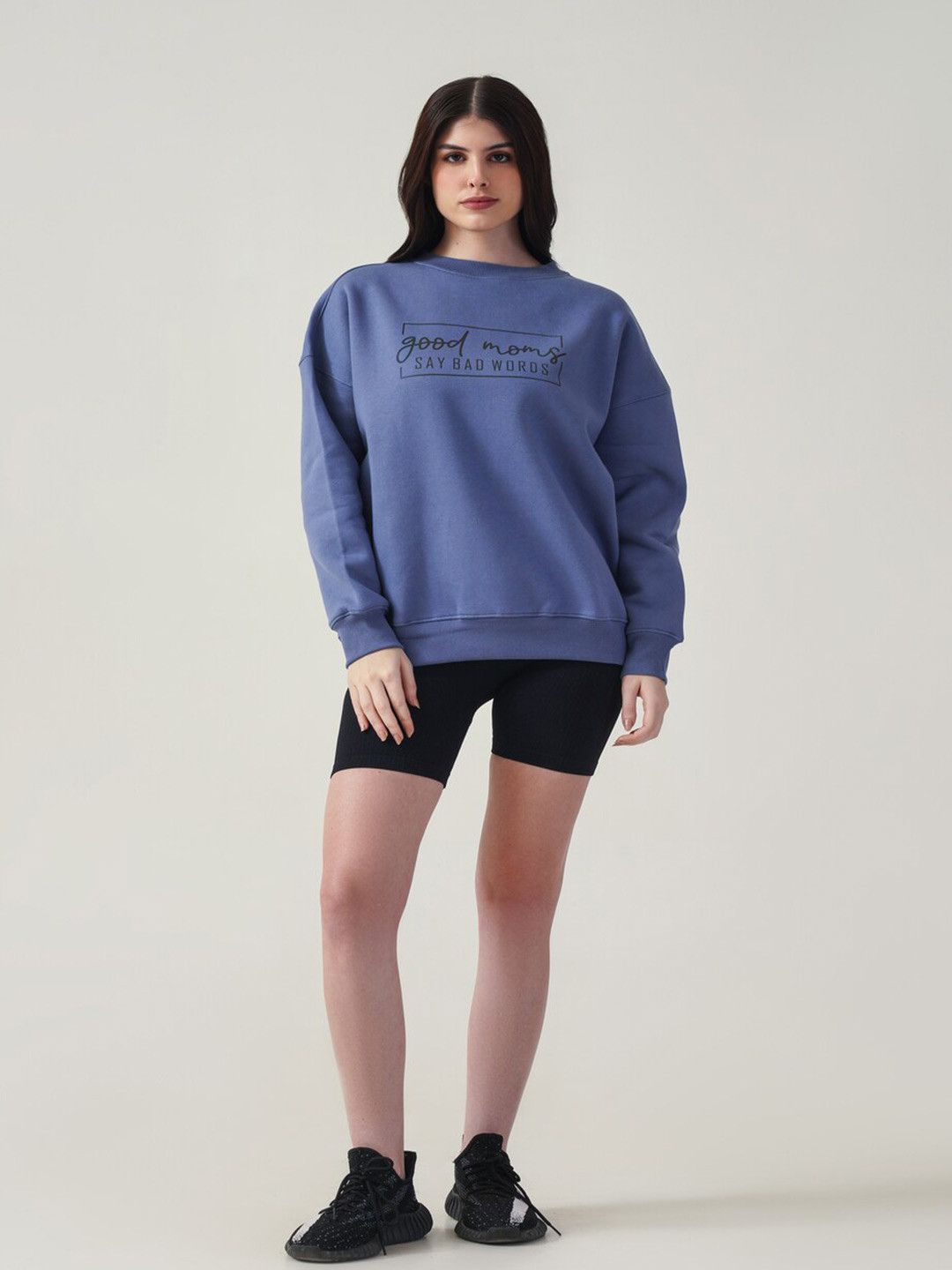 

MKH Typography Printed Dry Fit Ribbed Sweatshirt, Blue