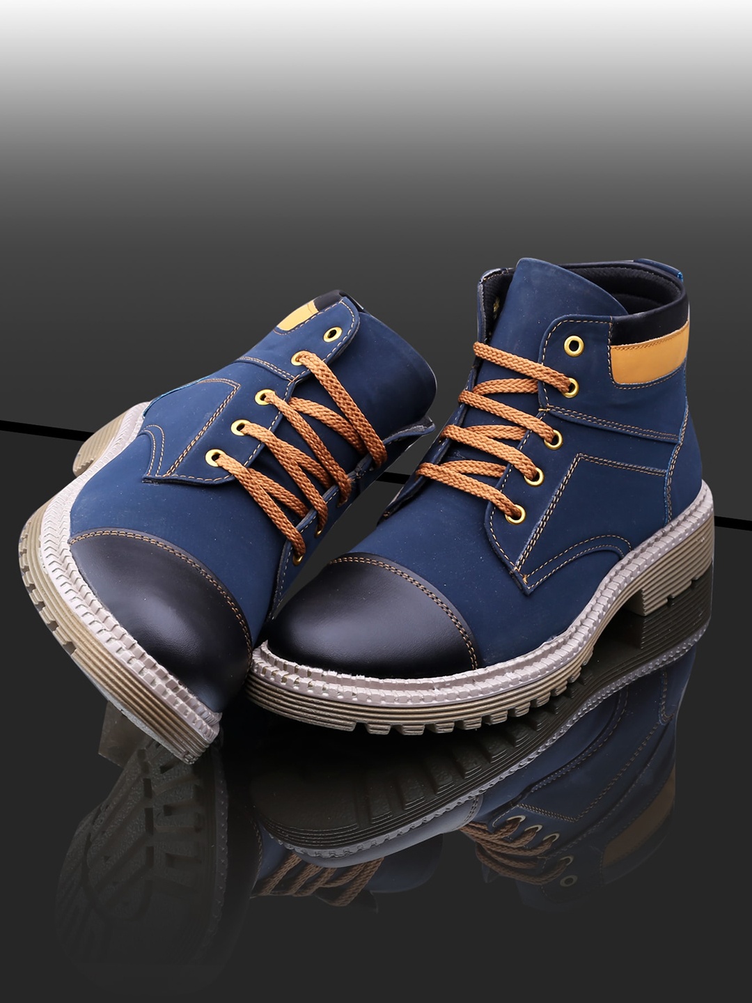 

IMCOLUS Men Mid-Top Lace-Up Regular Boots, Navy blue