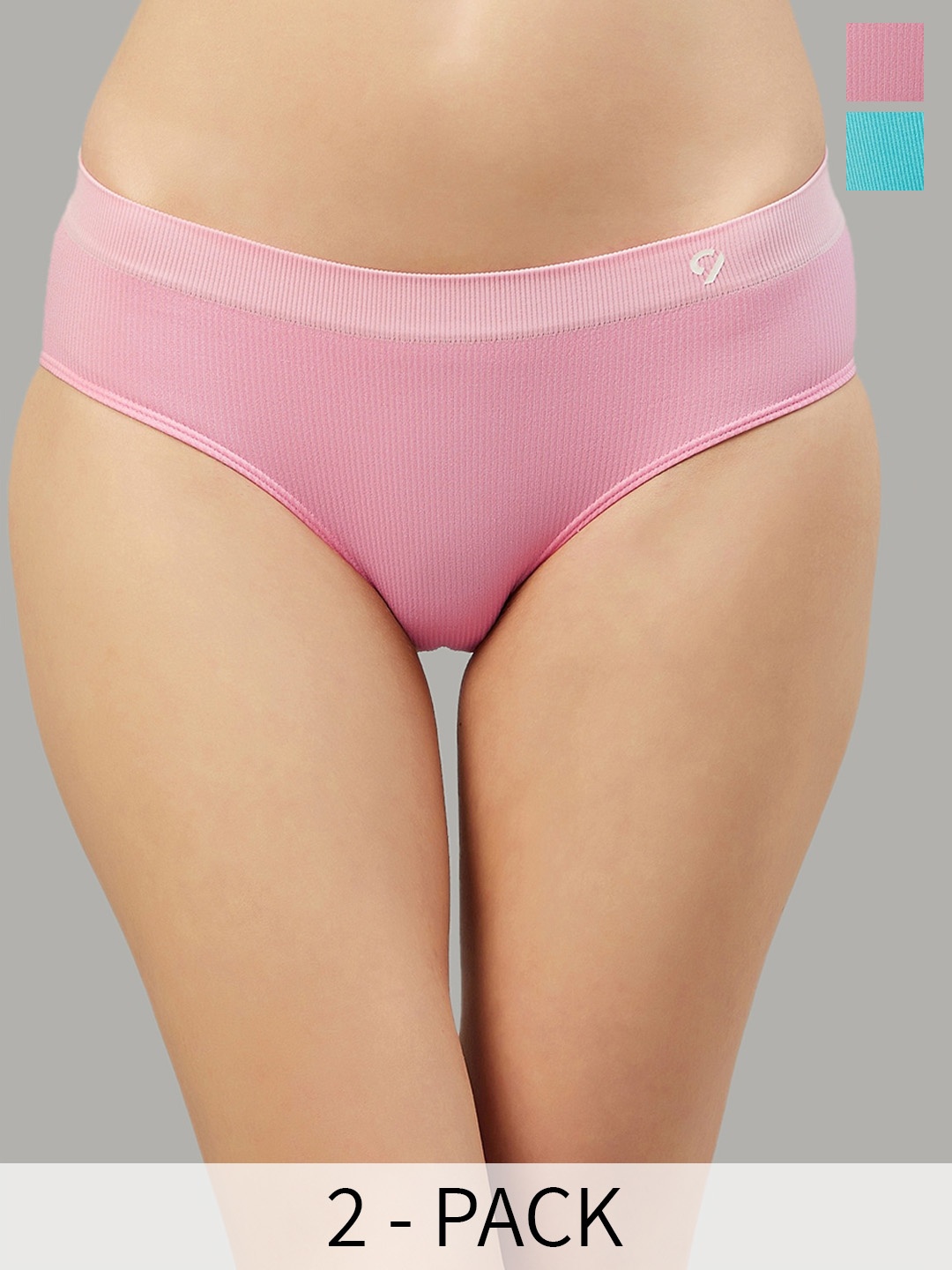 C9 AIRWEAR Pack Of 2 Mid-Rise Seamless Anti Bacterial Basic Briefs, Pink