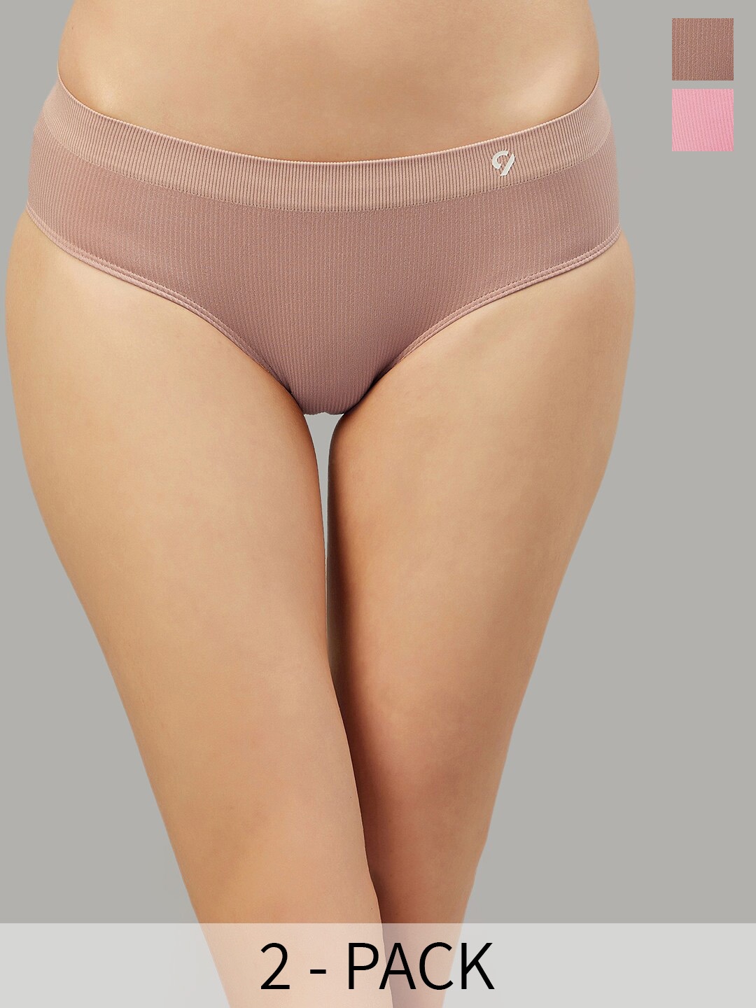 

C9 AIRWEAR Seamless Pack of 2 Mid-Rise Anti Bacterial Basic Briefs, Pink