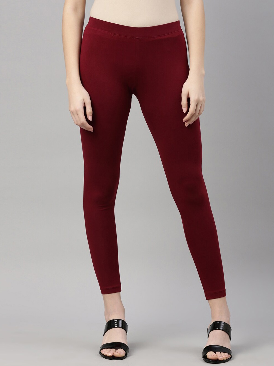 

Kryptic Cotton Ankle-Length Leggings, Maroon