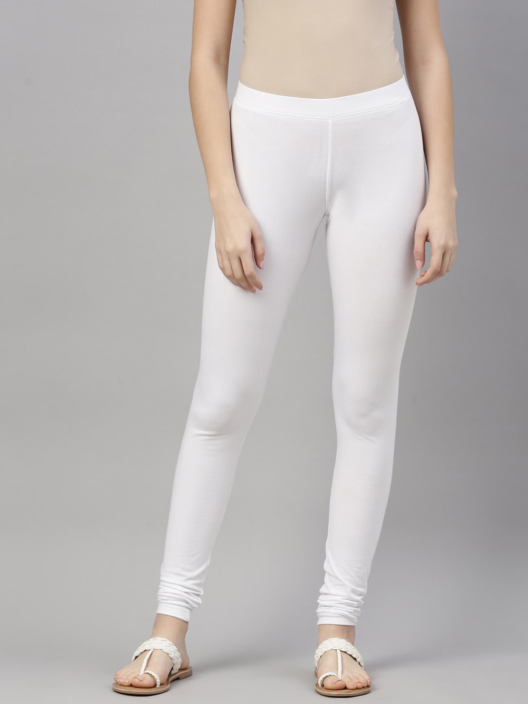 

Kryptic Mid-Rise Cotton Churidar Leggings, White