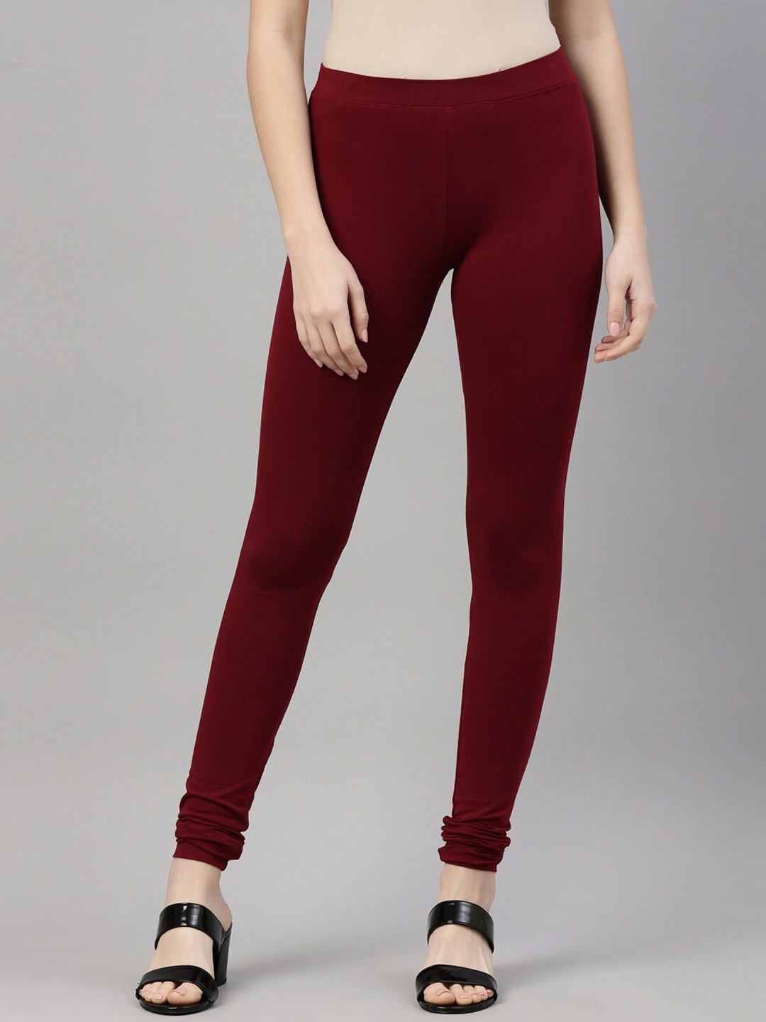 

Kryptic Mid-Rise Cotton Churidar Leggings, Maroon