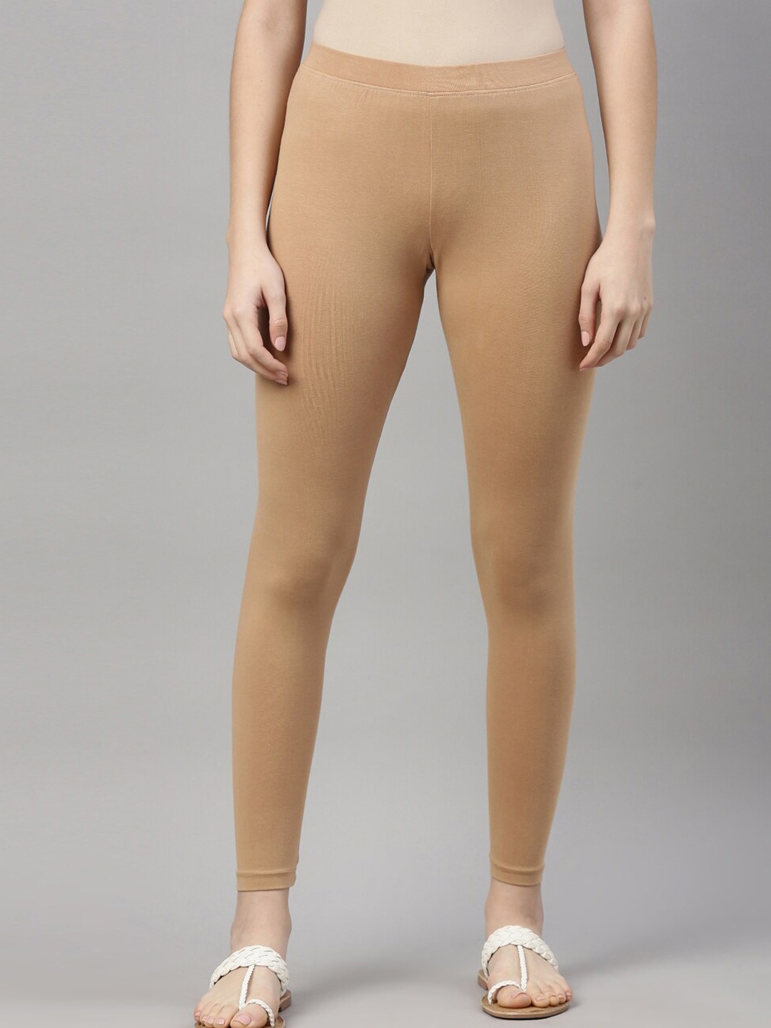 

Kryptic Cotton Ankle Length Leggings, Beige
