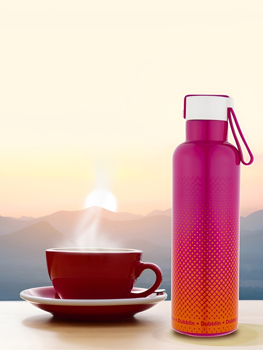 

Dubblin Bang Bang Stainless Steel Abstract Double Wall Vacuum Water Bottle 600 ML, Pink