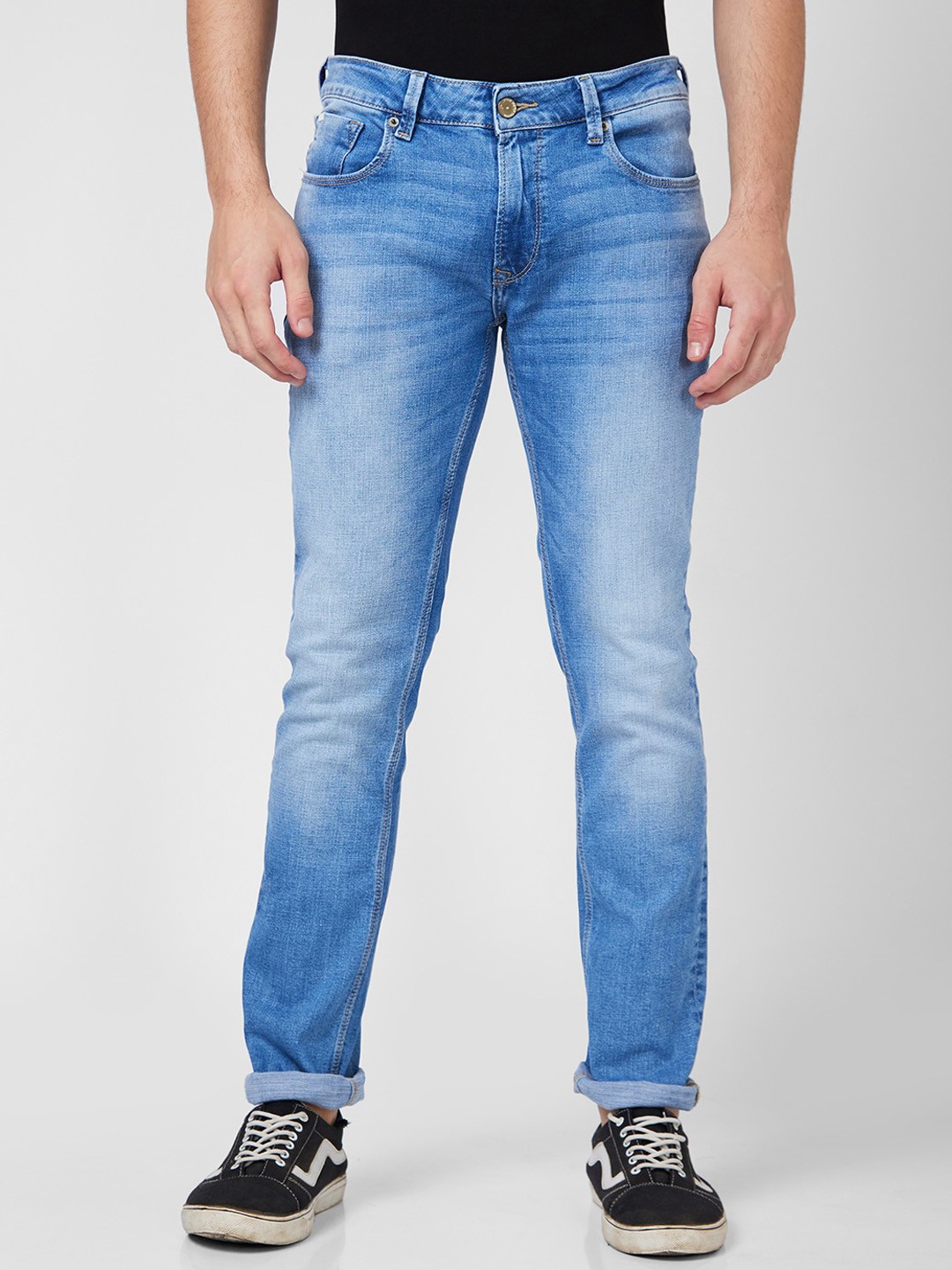 

SPYKAR Men Regular Fit Mid-Rise Heavy Fade Cotton Jeans, Blue