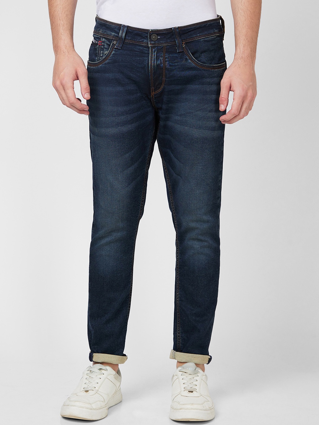 

SPYKAR Men Slim Fit Mid-Rise Heavy Fade Cotton Jeans, Blue