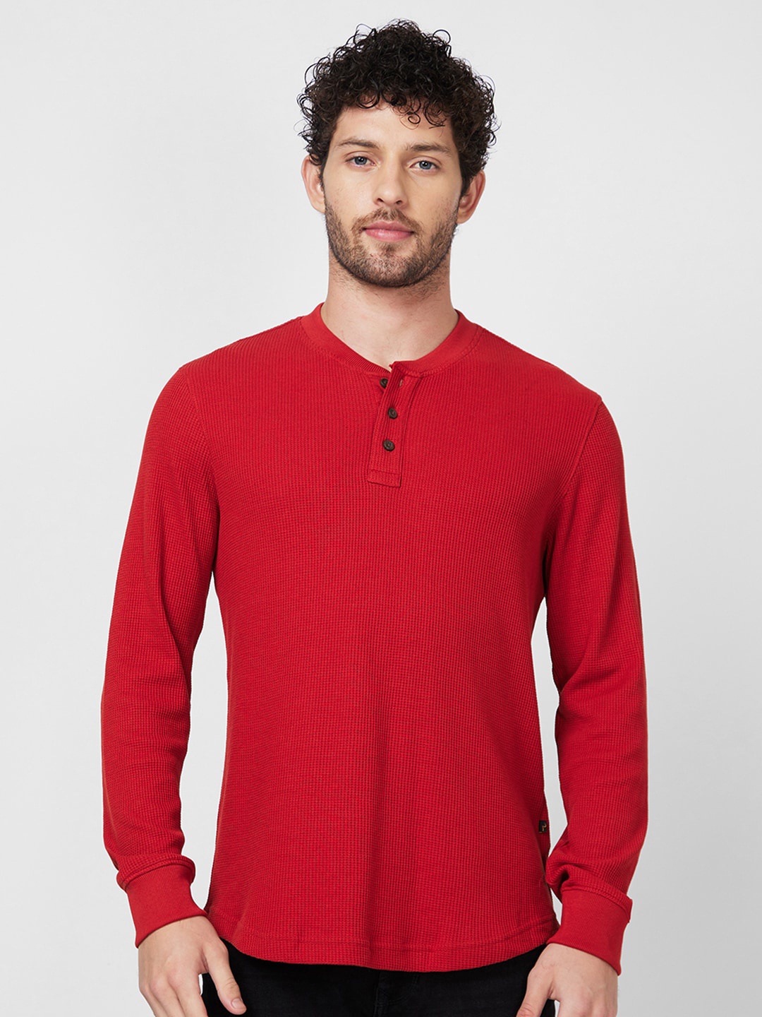 

SPYKAR Round Neck Slim Fit T-shirt, Red