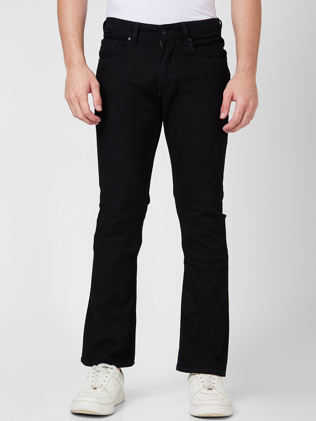 

SPYKAR Men Comfort Mid Rise Clean Look Cotton Jeans, Black