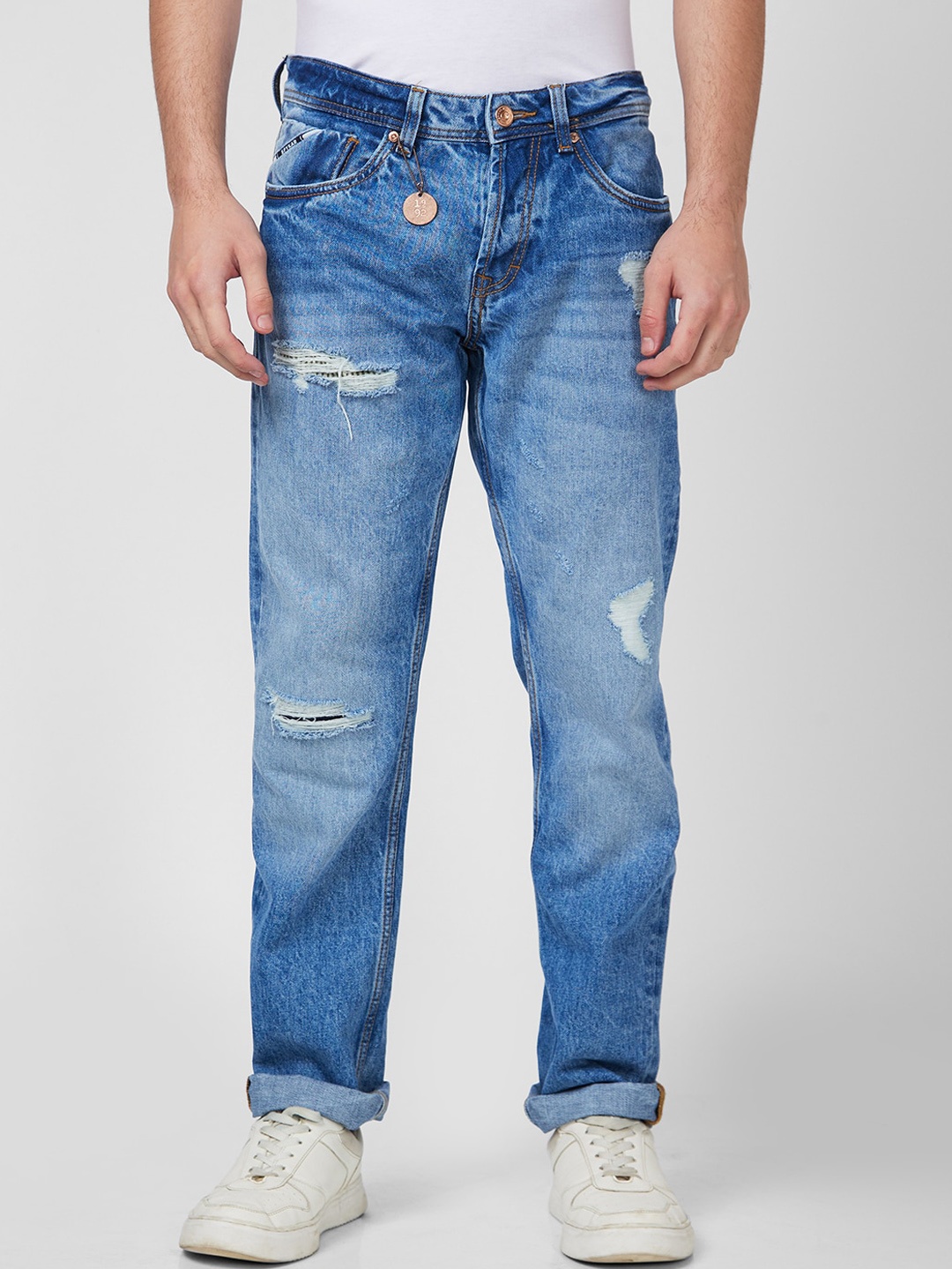 

SPYKAR Men Mildly Distressed Comfort Regular Fit Jeans, Blue