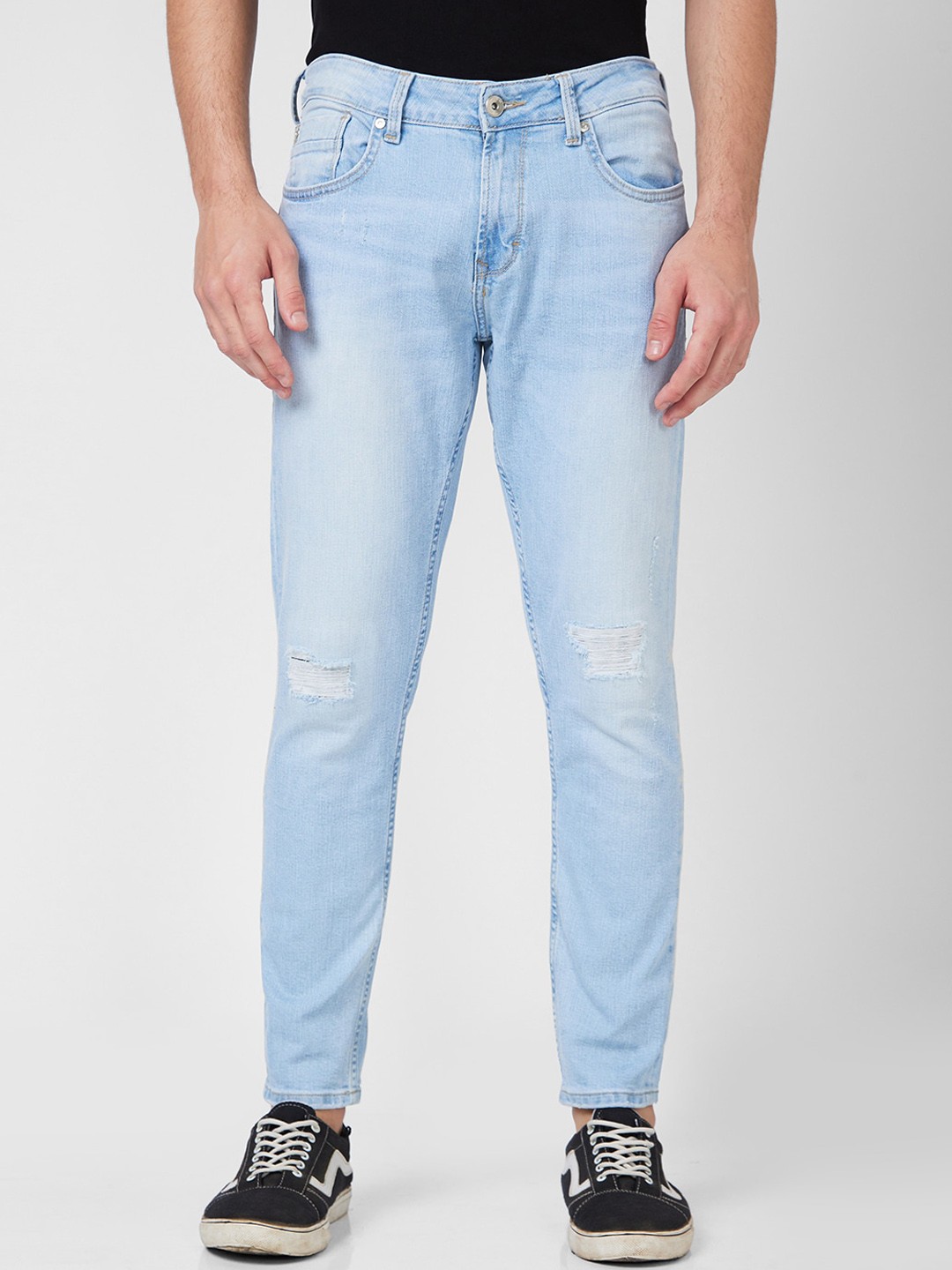 

SPYKAR Men Slim Fit Cotton Mildly Distressed Jeans, Blue