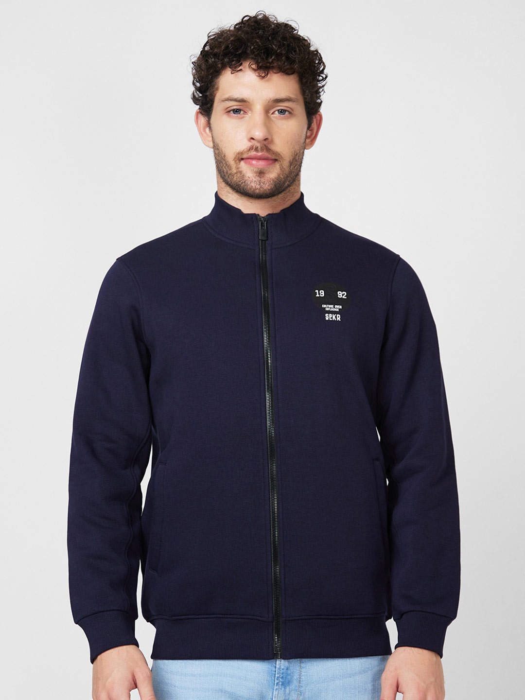 

SPYKAR Printed High Neck Sweatshirt, Blue