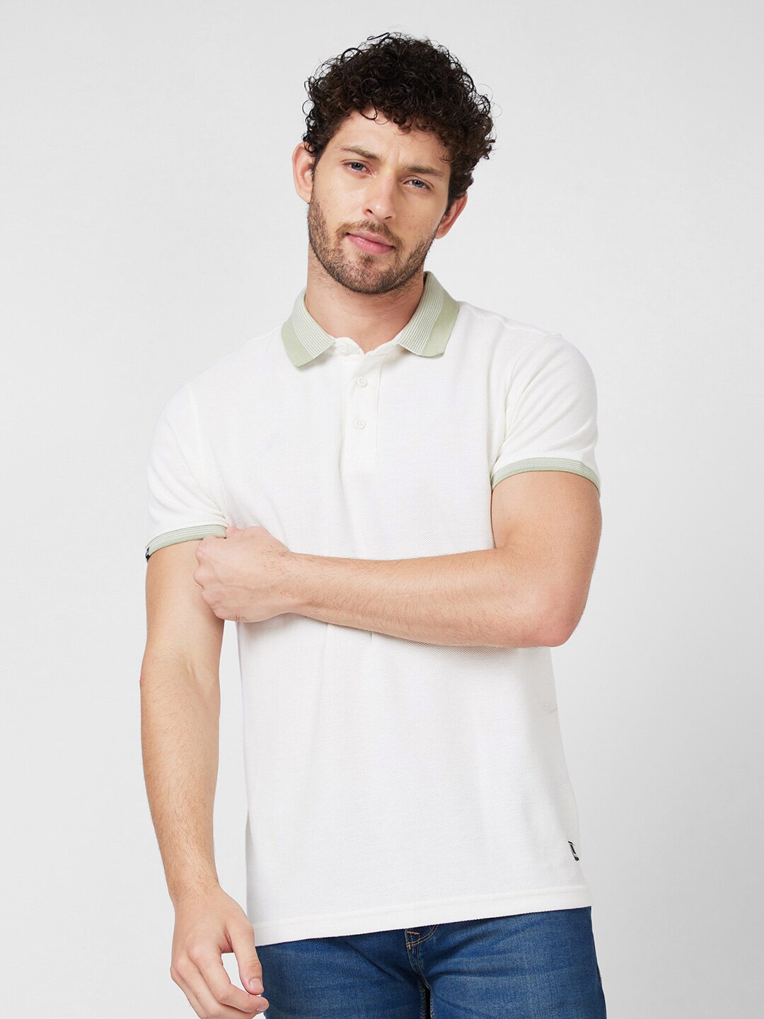 

SPYKAR Polo Collar Slim Fit Cotton T-Shirt, White
